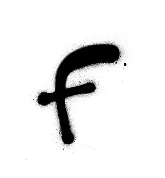Graffiti thin F font sprayed in black over white Stock Illustration