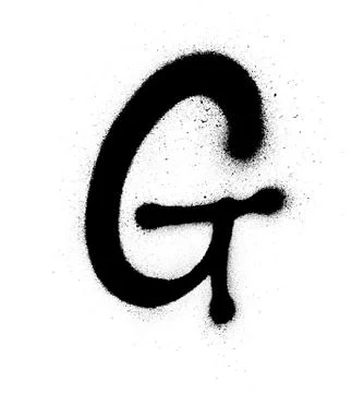 Graffiti thin G font sprayed in black over white Stock Illustration