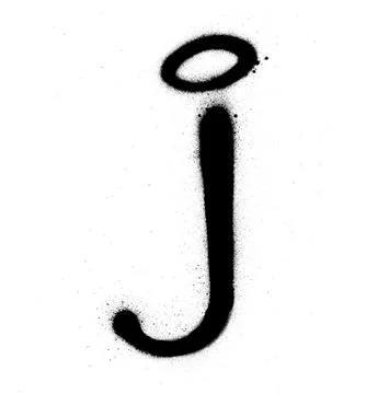Graffiti thin J font sprayed in black over white Stock Illustration