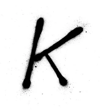 Graffiti thin K font sprayed in black over white Stock Illustration