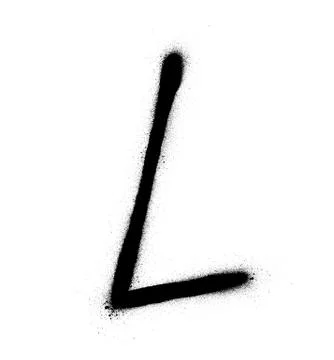 Graffiti thin L font sprayed in black over white Stock Illustration