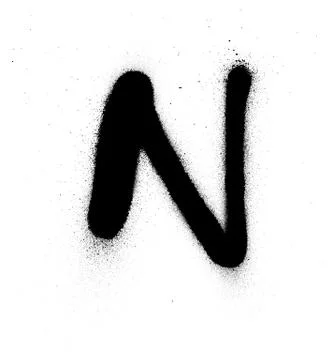 Graffiti thin N font sprayed in black over white Stock Illustration