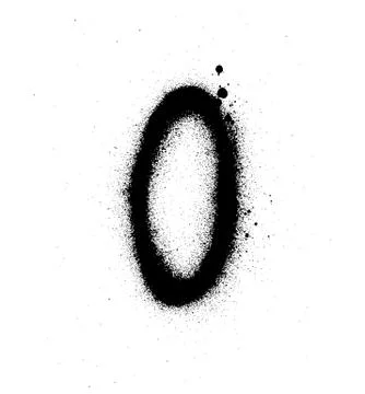 Graffiti thin O font sprayed in black over white Illustrazione stock