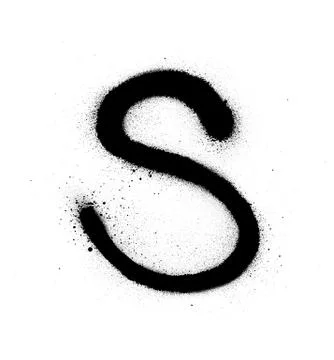 Graffiti thin S font sprayed in black over white Stock Illustration
