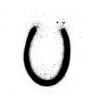 Graffiti thin U font sprayed in black over white Stock Illustration