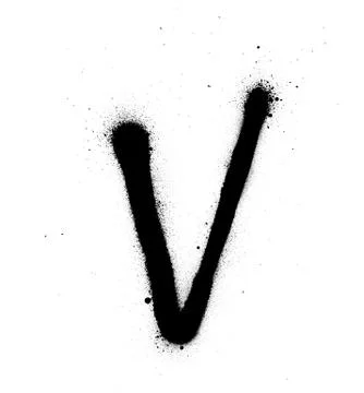 Graffiti thin V font sprayed in black over white Illustrazione stock
