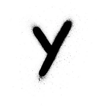 Graffiti thin Y font sprayed in black over white Stock Illustration