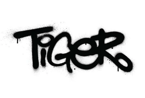Graffiti tiger word sprayed in black over white Illustrazione stock
