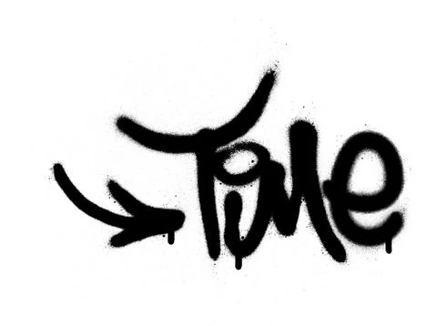 Graffiti time word sprayed in black over white Stock Illustration