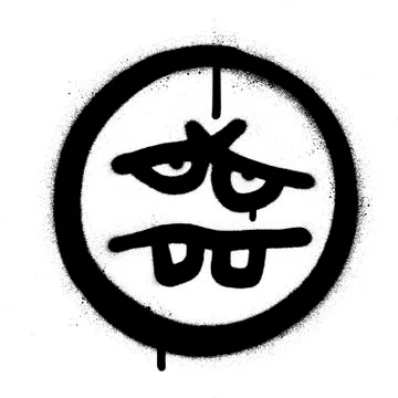 Graffiti tired emoticon sprayed in black over white Stock Illustration