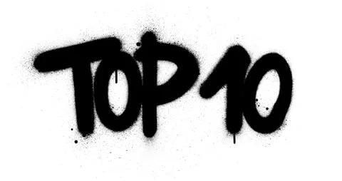 Graffiti top 10 text sprayed in black over white Stock-Illustration