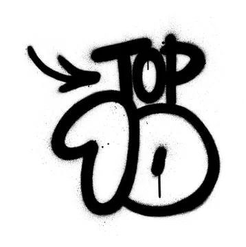 Graffiti top 10 text sprayed in black over white Stock Illustration