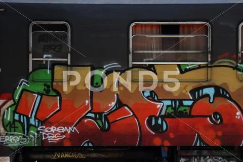 Graffiti train Stock Photos