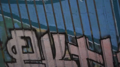 Graffiti from train window Stock Footage 53440943