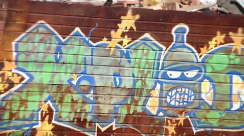 Graffiti from train window Stock Footage 53442756