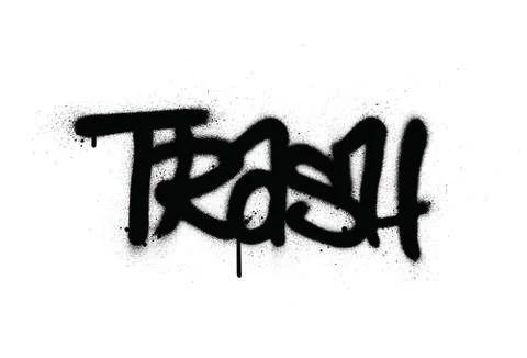 Graffiti trash word sprayed in black over white Stock Illustration