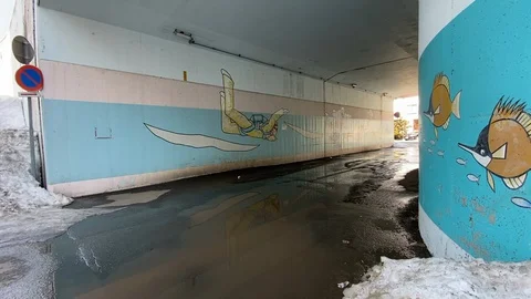 A graffiti tunnel Stock Footage 127612885