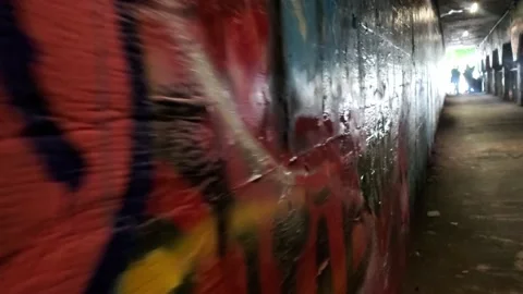 Graffiti Tunnel Wall Video stock 168836173