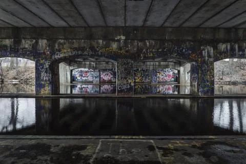 Graffiti Under a Bridge 写真素材
