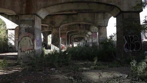 Graffiti Underneath Abandoned Bridge Stock-Footage 100903851