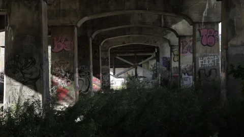 Graffiti Underneath Abandoned Bridge Stock Footage 100904116