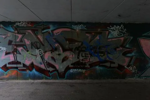 Graffiti underpass dark Stock Photos