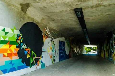  Graffiti in the underpass Stock Photos