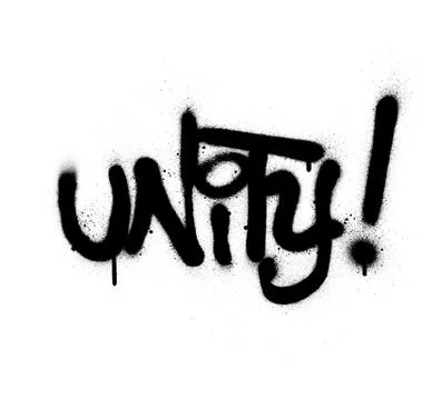 Graffiti unity word sprayed in black over white Stock Illustration