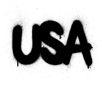 Graffiti USA abbreviation sprayed in black over white Illustrazione stock