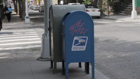 Graffiti on USPS mailbox Stock Footage 106535562