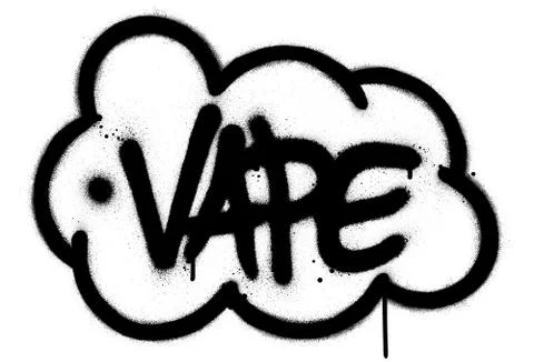Graffiti vape word in cloud shape sprayed in black over white Stock Illustration