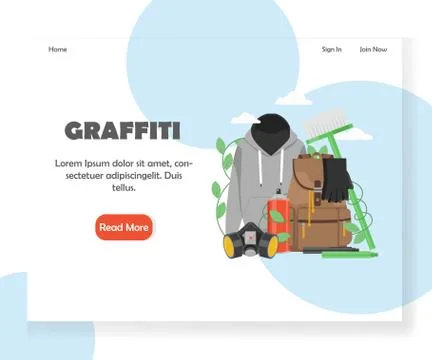 Graffiti vector website landing page design template Stock Illustration