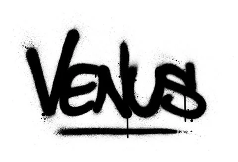 Graffiti venus word sprayed in black over white Stock Illustration