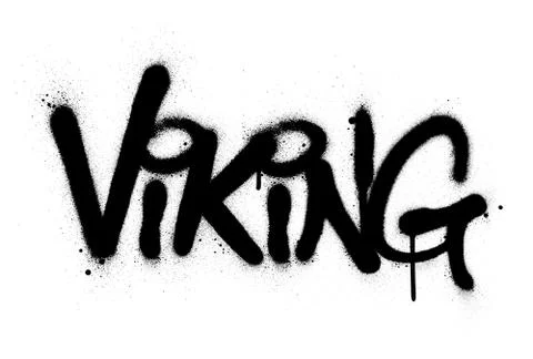 Graffiti viking word sprayed in black over white Stock Illustration