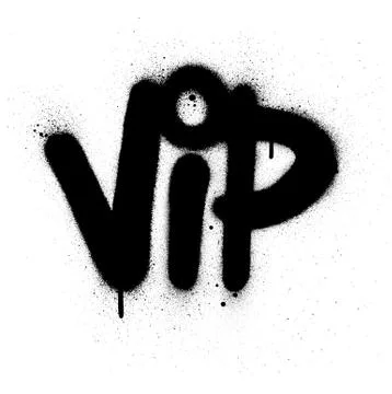 Graffiti VIP abbreviation sprayed in black over white Stock Illustration