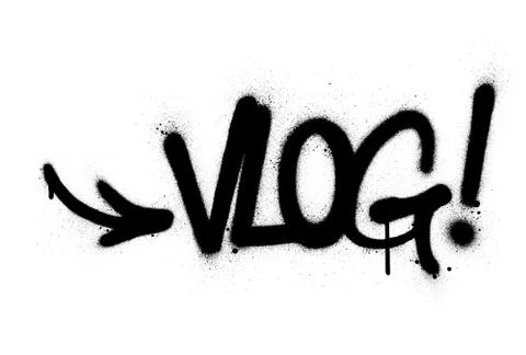 Graffiti vlog word sprayed in black over white Stock Illustration