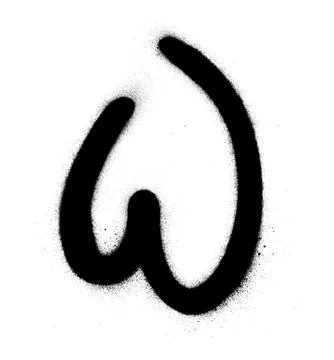 Graffiti W font sprayed in black over white Illustrazione stock