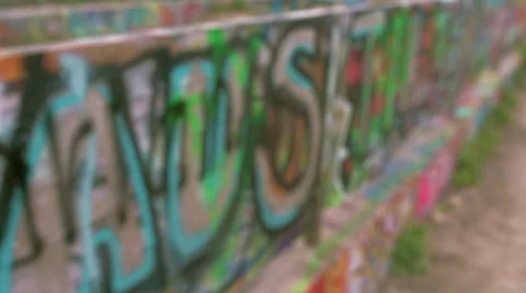 Graffiti Wall in Austin, Texas, CU Slo mo, handheld Stock-Footage 53346911