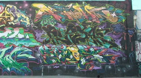 Graffiti Wall Detail HD Stock Footage 106384