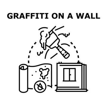 Graffiti on a wall icon concept vector Stock Illustration