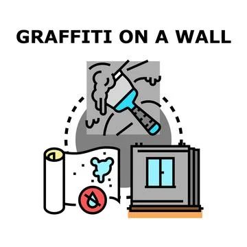 Graffiti on a wall icon concept vector Stock Illustration