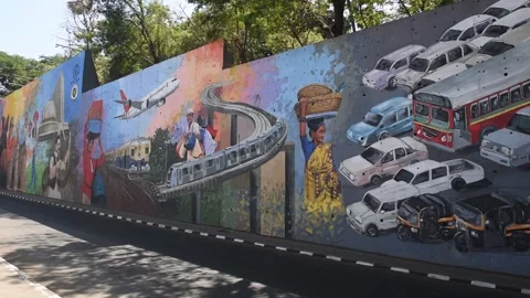 Graffiti wall-Lockdown-Mumbai-Helth-Virous Stock Footage 130466153