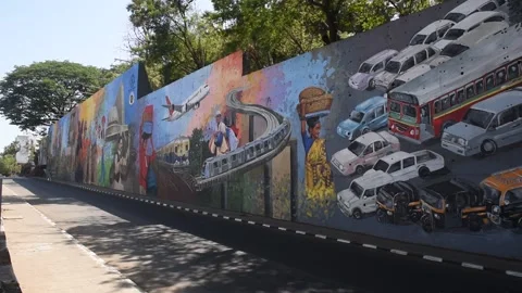 Graffiti wall-Lockdown-Mumbai-Helth-Virous Stock Footage 130466296