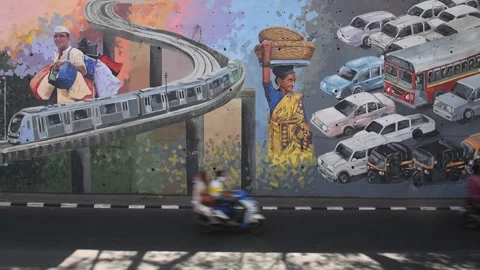 Graffiti wall-Lockdown-Mumbai-Helth-Virous Stock Footage 130468089