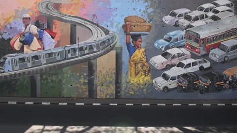 Graffiti wall-Lockdown-Mumbai-Helth-Virous Stock Footage 130486876