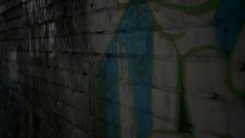 Graffiti Wall moving along brick work Stock Footage 115415713