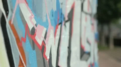 Graffiti on wall rack focus 库存影片 21240954