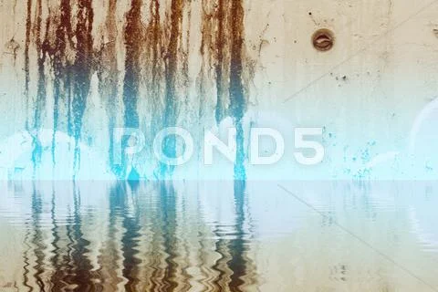 Graffiti wall texture reflection in water, artistic urban picture Stock Illustration