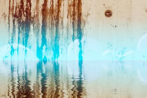 Graffiti wall texture reflection in  water, artistic urban picture Stock Illustration