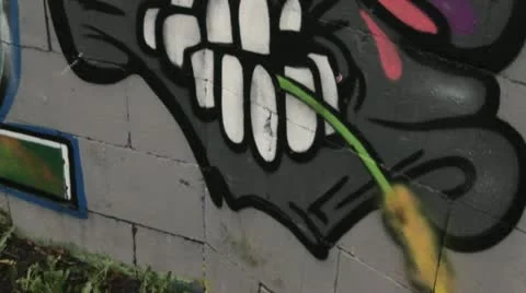 Graffiti on wall tilt Stock Footage 21240885